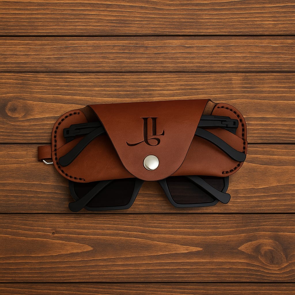 Slim Leather Glasses case. hard clip-on Sunglass Holder